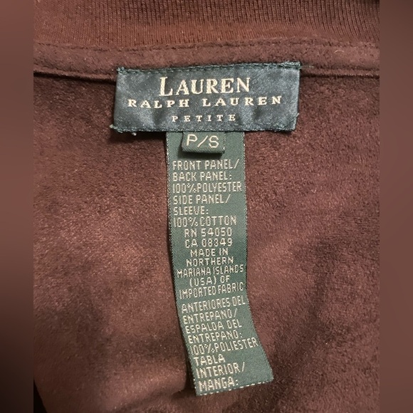 Lauren Ralph Lauren Chocolate Brown Faux Suede Long Sleeve Jacket Small Petite - Picture 7 of 10